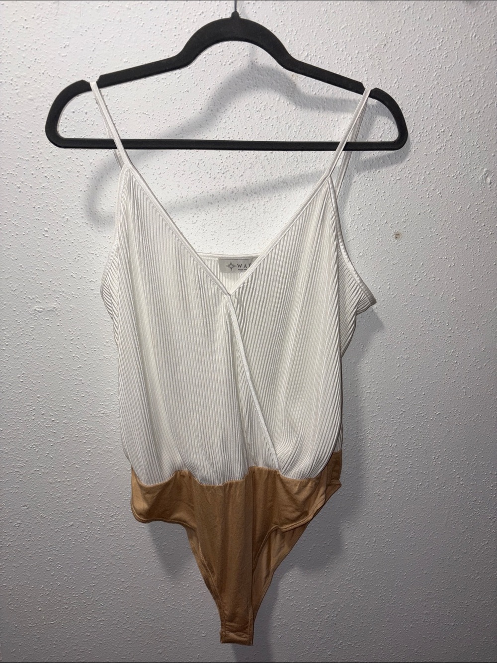 White Ribbed Surplice Bodysuit